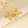 Wholesale PVD Coated Real Gold Plated Butterfly Bow Knot 304 Stainless Steel Classical Romantic Solid Color Waterproof Non Tarnish Open Rings
