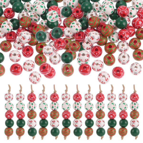 Wholesale Christmas Collection Candy Spiral Print Wooden Beads