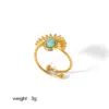 Wholesale PVD Coated Real Gold Plated 18K Gold Circle 304 Stainless Steel Retro Waterproof Non Tarnish Rings