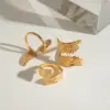 Wholesale 304 Stainless Steel Angel Wings PVD Coated 18K Real Gold Plated Real Gold Plated Simple Style Classic Style Waterproof Non Tarnish Open Rings
