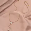Wholesale PVD Coated Real Gold Plated 14K Round 304 Stainless Steel IG Style Elegant Simple Waterproof Non Tarnish Pendant Necklace