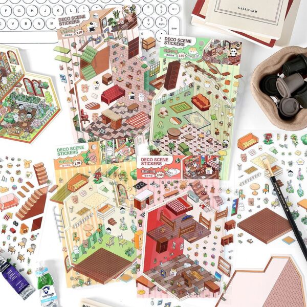 Wholesale InfeelMe my cabin series 3D three-dimensional landscaping stickers hand account diy scene decoration stickers landscaping cabin