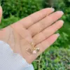 Copper 18K Gold Plated Inlay Sunflower Heart Shape Airplane Zircon Pendant Necklace