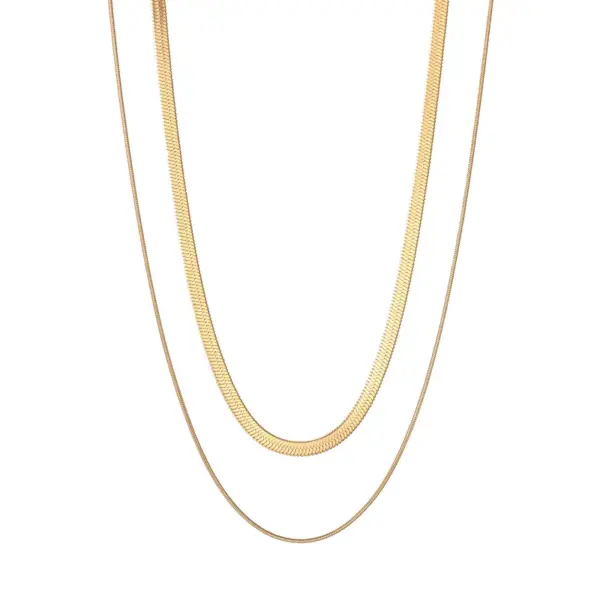 Wholesale Double-Layer Choker Titanium Steel Necklace Three-Layer Blade Chain Snake Bones Chain Stainless Steel Jewelry Summer Non-Fading Female
