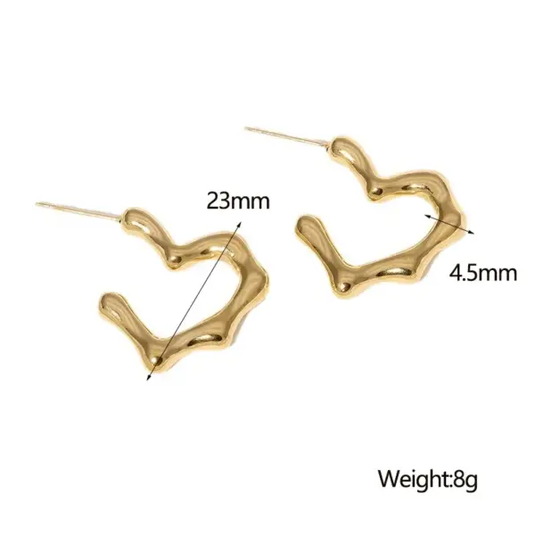 Wholesale PVD Coated Real Gold Plated 18K Gold Heart Shape 304 Stainless Steel Simple Style Waterproof Non Tarnish Ear Studs