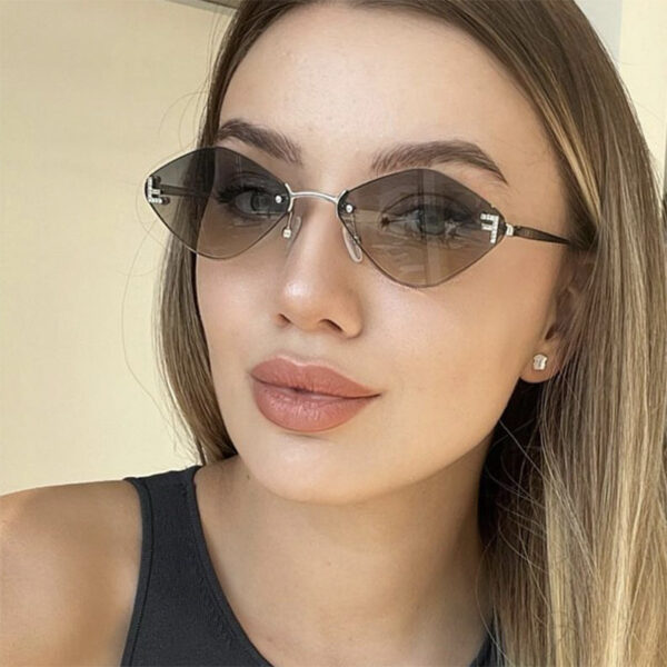 Wholesale Rimless Diamond Sunglasses Letter F Women's High-end Elegant Sunglasses Cross-border European and American Fashion Sunglasses Sun Protection
