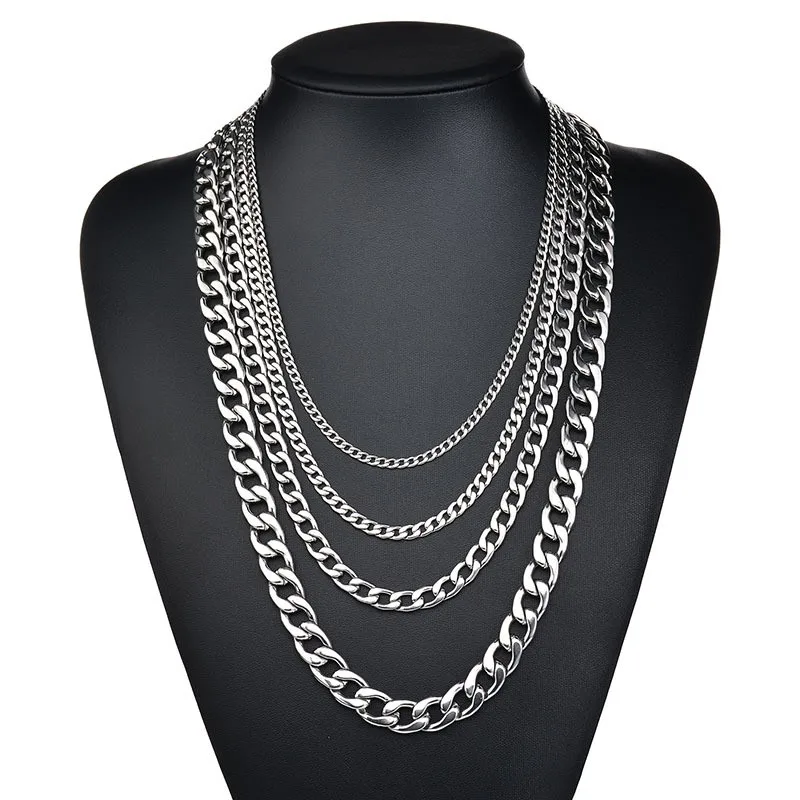 Wholesale Jewelry Hip-Hop Solid Color 304 Stainless Steel Polishing Stainless Steel Jewelry Sets