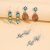 Wholesale Ethnic Feng Shui Rhinestone Western Cactus Turquoise Earrings
