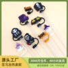 Wholesale Cross-border new 10mm food grade silicone straw sleeve Halloween straw cap dustproof cap straw cap