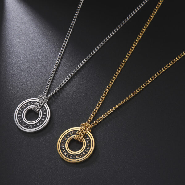 oly-a7238544d574846b0b170b4b1e2cf160 Wholesale retro jewelry Viking circle pendant men's necklace factory direct stainless steel necklace