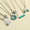 Wholesale Cross-border European and American Turquoise Accessories Cactus Water Drop Eagle Geometric Long Pendant Western Denim Vintage Necklace