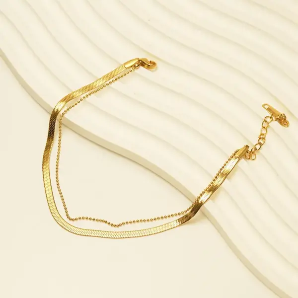 Wholesale 1 Piece Vacation Simple Style Solid Color 304 Stainless Steel Plating Titanium Steel PVD Coated PVD Coated 18K Gold Plated Women'S Anklet