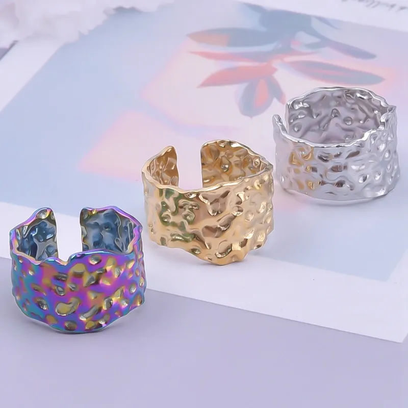 Wholesale PVD Coated Real Gold Plated 18K Gold Solid Color 304 Stainless Steel Simple Style Classic Style Waterproof Non Tarnish Rings