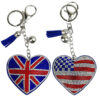 Wholesale Velvet Diamond-Encrusted National Flag Peach Heart Keychain