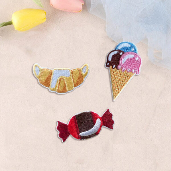 Wholesale Computer Embroidered Ice Cream Cake Embroidered Cloth Stickers Self-adhesive Clothing Accessories Candy Stickers Clothes Patch Stickers