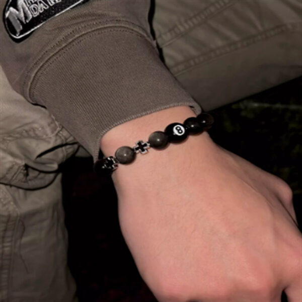 Wholesale Obsidian Cross Bracelet Live Selling Chinese Black Eight Billiards Bracelet Cat's Eye Beaded Student Party Bracelet
