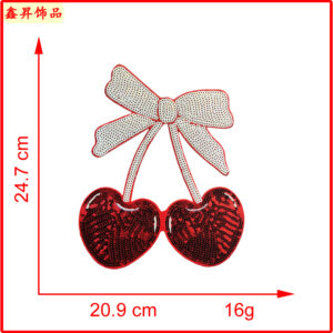 Heated melt glue*red and white*cherry*sequin*25*21cm
