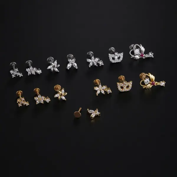 Wholesale Simple Style Star Butterfly Stainless Steel Inlay Zircon Lip Stud 1 Piece
