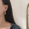 Wholesale PVD Coated Real Gold Plated 18K Gold Solid Color 304 Stainless Steel Retro Simple Style Waterproof Non Tarnish Drop Earrings
