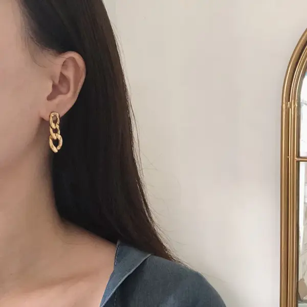 Wholesale PVD Coated Real Gold Plated 18K Gold Solid Color 304 Stainless Steel Retro Simple Style Waterproof Non Tarnish Drop Earrings