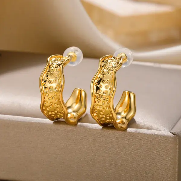 Wholesale PVD Coated Real Gold Plated 18K Gold C Shape 304 Stainless Steel Vintage Style Exaggerated Simple Style Waterproof Non Tarnish Earrings