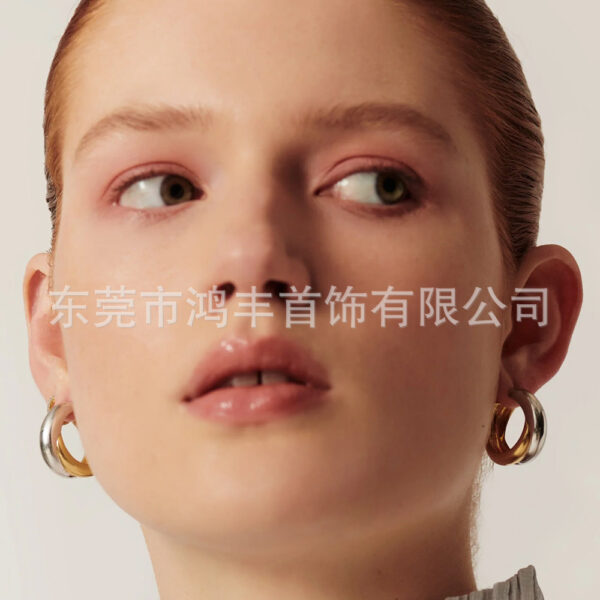 Wholesale Dilireba's Same Two-Color Earrings, High-Quality Electricity Retro Jewelry, Contrasting Colors, Women's European and American New Copper Earrings