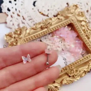 Aurora Light Pink Butterfly Twist Ball Ear Bone Stud Single