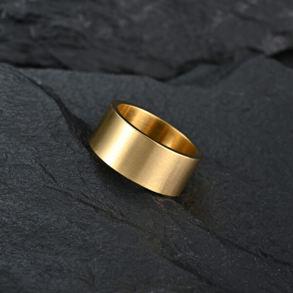 oly-a74078976d47a1527bca9f70b9a51dcd Wholesale 10mm Wide Simple Inner and Outer Flat Matte Brushed Titanium Steel Ring Retro Sier Men's Trendy Hip-Hop Ring Bracelet