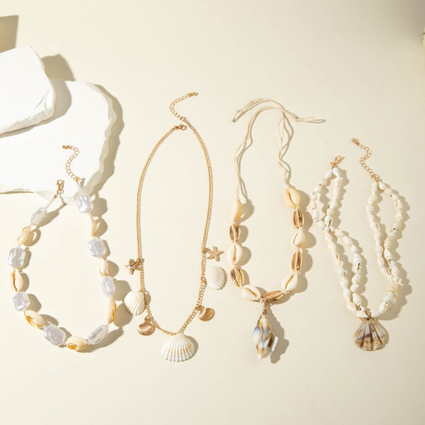 Wholesale European and American Cross-border Bohemian Shell Conch Necklace Fashion Distinctive Beach Style Handmade Woven Shellfish Necklace