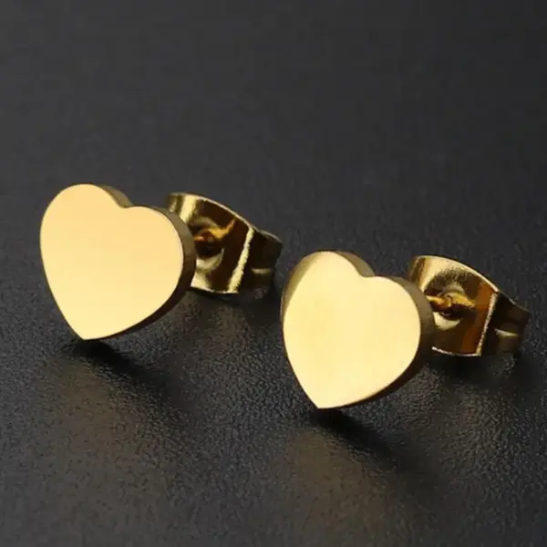 Wholesale PVD Coated 18K Gold Real Gold Plated Heart 304 Stainless Steel Fashion Waterproof Non Tarnish Ear Studs