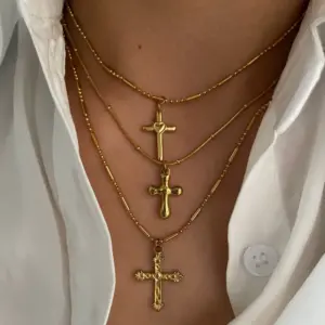 Wholesale Jewelry Modern Style Classic Style Cross Titanium Steel Plating Pendant Necklace