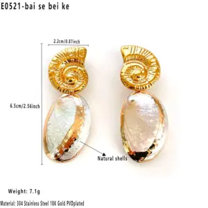 Natural Shell Conch Earrings / Average Size