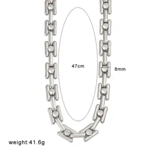 Ysj3 White Diamond Steel Necklace