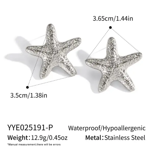 Wholesale PVD Coated Real Gold Plated 18K Gold Geometric Starfish 304 Stainless Steel Elegant Lady Waterproof Non Tarnish Ear Studs