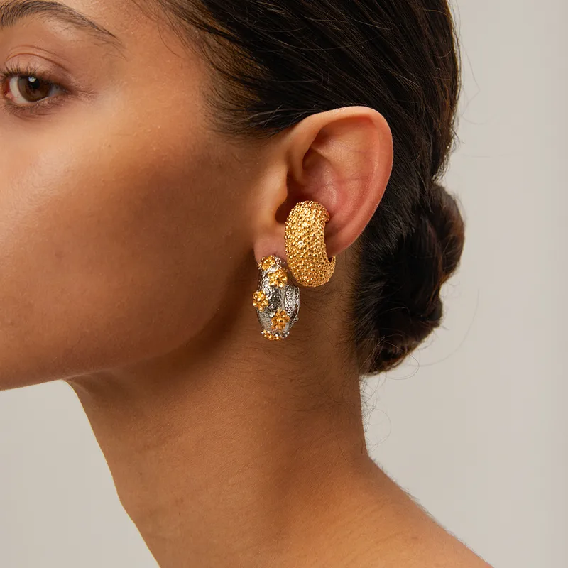 Wholesale 304 Stainless Steel Geometric PVD Coated 18K Real Gold Plated Real Gold Plated Simple Style Classic Style Waterproof Non Tarnish Plating Ear