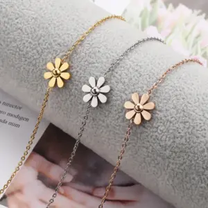 Wholesale Simple Style Flower Stainless Steel Women's Anklet