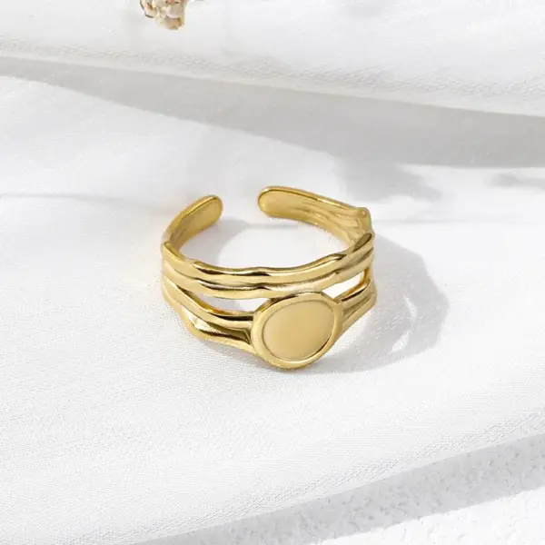 Wholesale 304 Stainless Steel 18K Gold Plated Casual Simple Style Geometric Open Rings