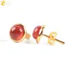 1 Pair Round Natural Stone Natural Stone Ear Studs For Women'S