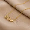 Wholesale Real Gold Plated 316 Stainless Steel PVD Coated Rhinestones Letter Waterproof Non Tarnish Plating Inlay Elegant Simple Style Cable Chain Necklace For Women's