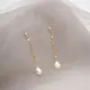 Wholesale Freshwater Pearl Ferroalloy Geometric Electroplating Vacuum Plating Real Gold Plated 18K Gold Vintage Style Classic Style Waterproof Non Tarnish Handmade Pink Gold Drop Earrings