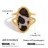 Wholesale 304 Stainless Steel Oval Leopard PVD Coated 18K Real Gold Plated Classic Style Open Rings
