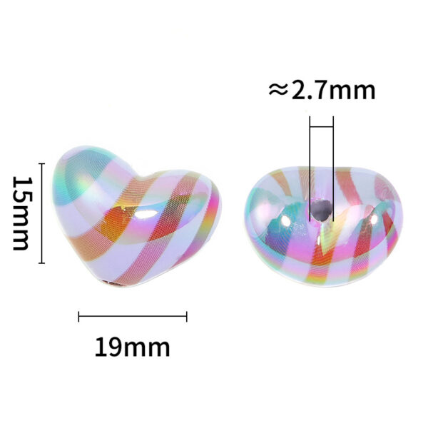 Wholesale Rainbow Striped Love Heart Beaded Acrylic Peach Heart Vertical Hole Beads DIY Mobile Phone Chain Keychain Small Accessories Beads