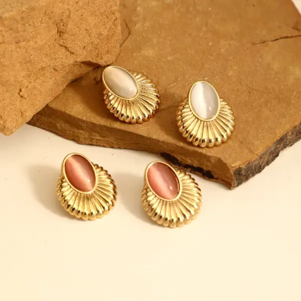 1 Pair Vintage Style French Style Classic Style Sector 304 Stainless Steel Ear Studs