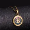 Wholesale Simple Style Letter Stainless Steel Inlay Shell Pendant Necklace