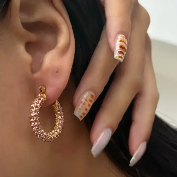 Wholesale 1 Pair Novelty Round Plating Inlay Titanium Steel Zircon 18k Gold Plated Earrings