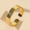 Wholesale PVD Coated Real Gold Plated Solid Color Titanium Steel Simple Style Waterproof Non Tarnish Open Ring