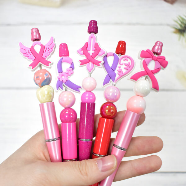 Wholesale Pink Ribbon Ballpoint Pen Beads with a Theme of Caring for Women