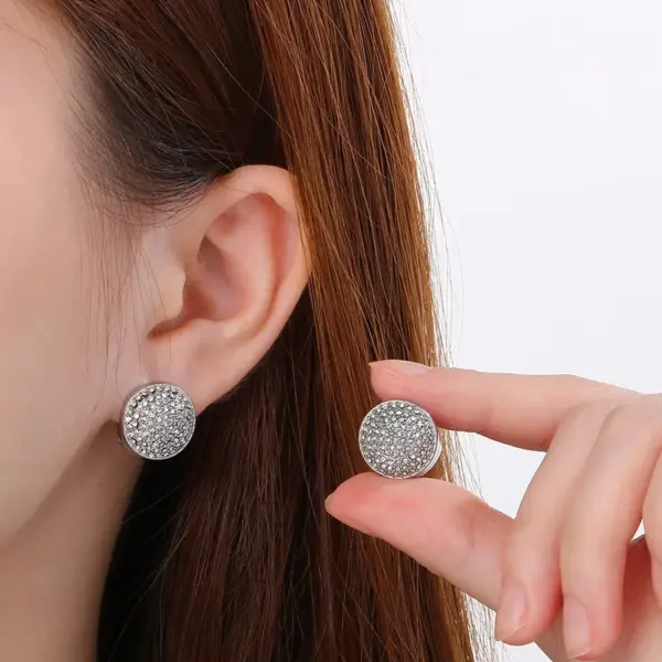 Wholesale Ion Plating (IP) 18K Gold Plated Round 304 Stainless Steel Vintage Style Simple Style Waterproof Non Tarnish Earrings