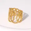 PVD Coated Real Gold Plated Solid Color Stainless Steel Fashion Waterproof Non Tarnish Open Ring