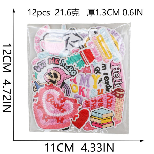 oly-a773300599d1d77ca51d56fb7f7dae1c Wholesale Love reading embroidery cloth stickers learning hobby patch student bag decoration books computer embroidery Zhang Zi stickers